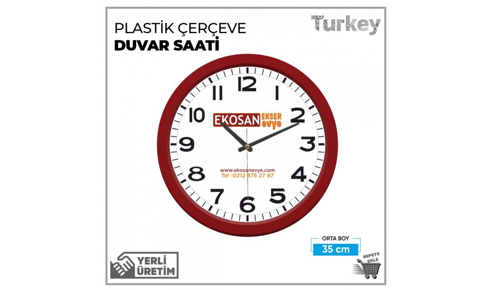 Plastik Çerçeve Duvar Saati Plastik Çerçeve Duvar Saati